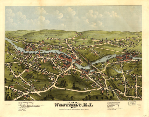 Bird's Eye View of Westerly, RI - 1877