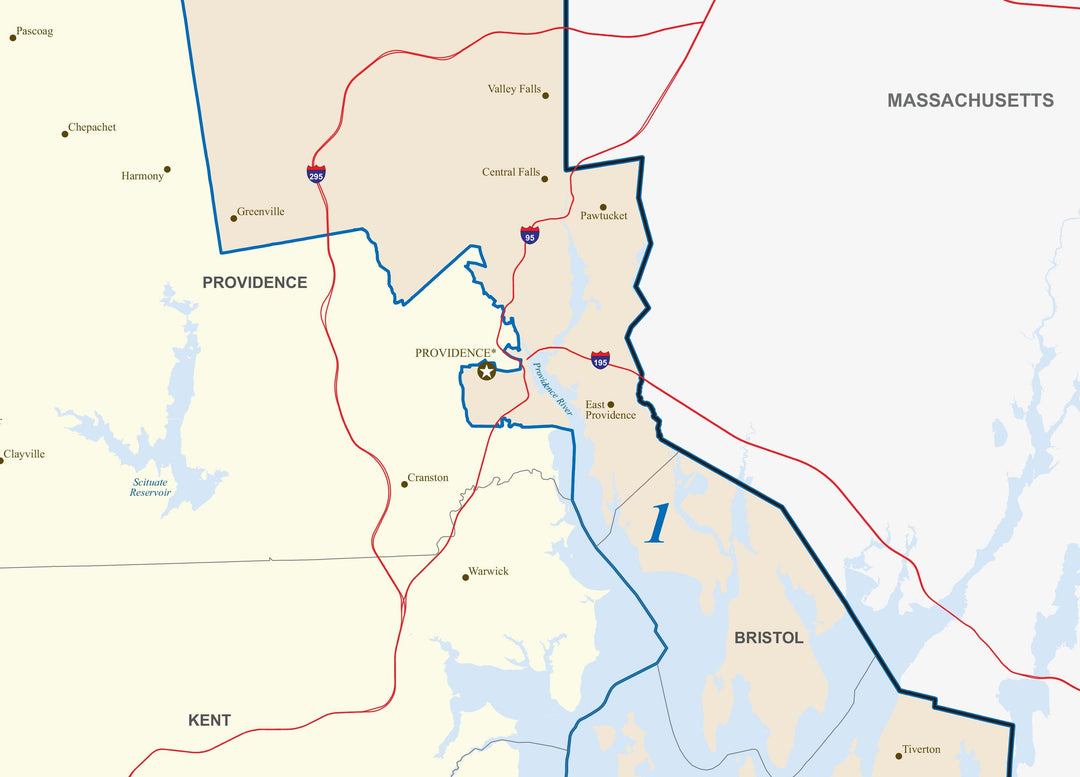 Rhode Island Congressional District Wall Map