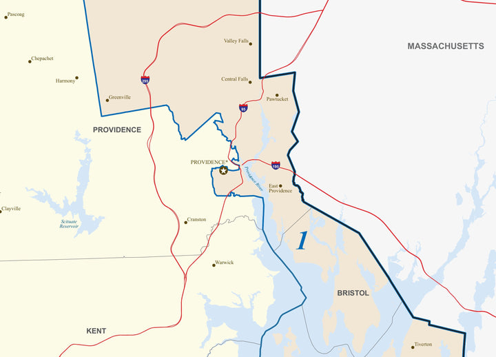 Rhode Island Congressional District Wall Map