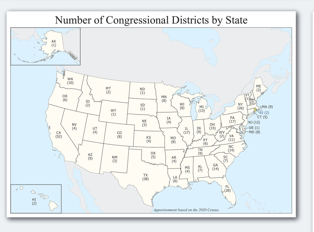 Rhode Island Congressional District Wall Map