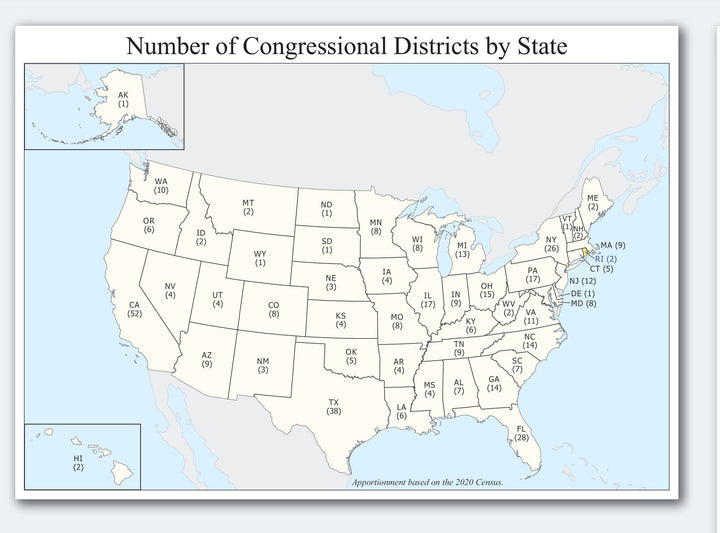 Rhode Island Congressional District Wall Map