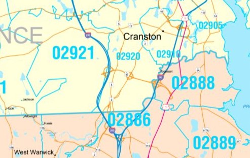Color Cast Style Wall Map of Rhode Island