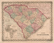 Colton's Map of South Carolina, 1876