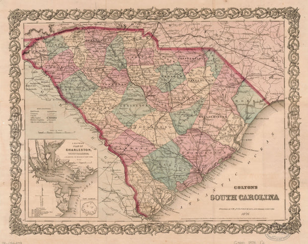 Colton's Map of South Carolina, 1876