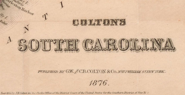 Colton's Map of South Carolina, 1876