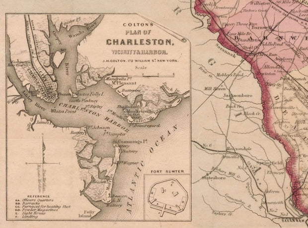 Colton's Map of South Carolina, 1876