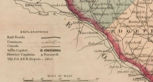Colton's Map of South Carolina, 1876