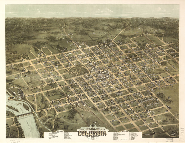 Bird's Eye View of Columbia, SC - 1872