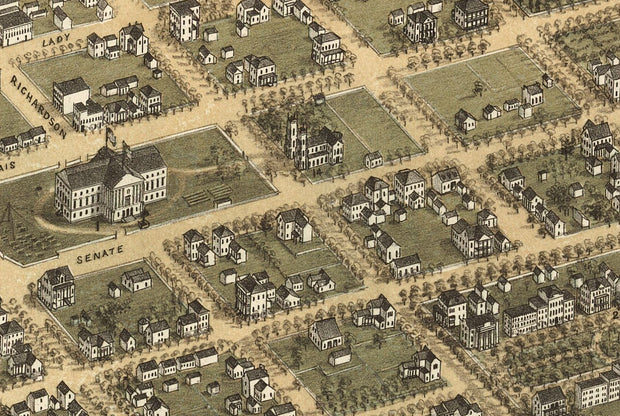 Bird's Eye View of Columbia, SC - 1872