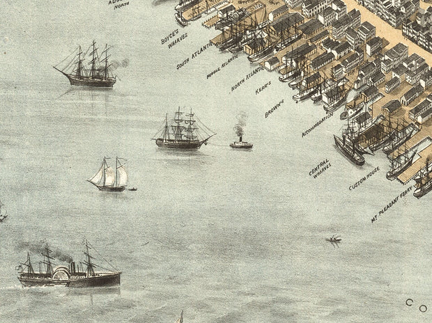Bird's Eye View of Charleston, SC - 1872