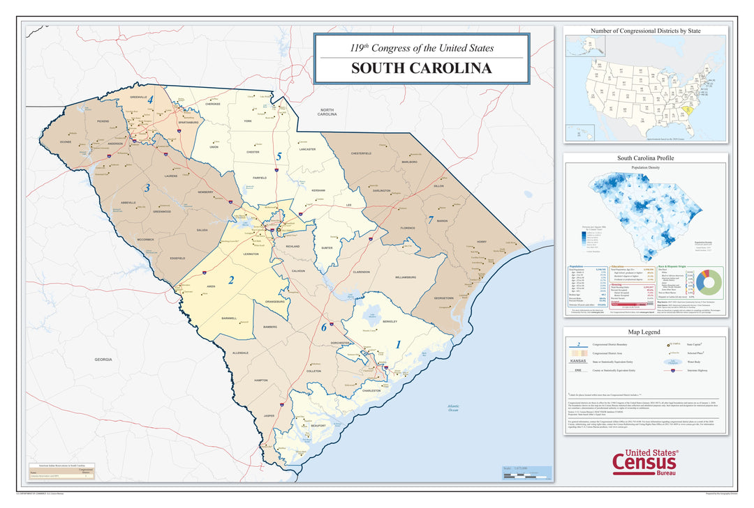 South Carolina Congressional District Wall Map