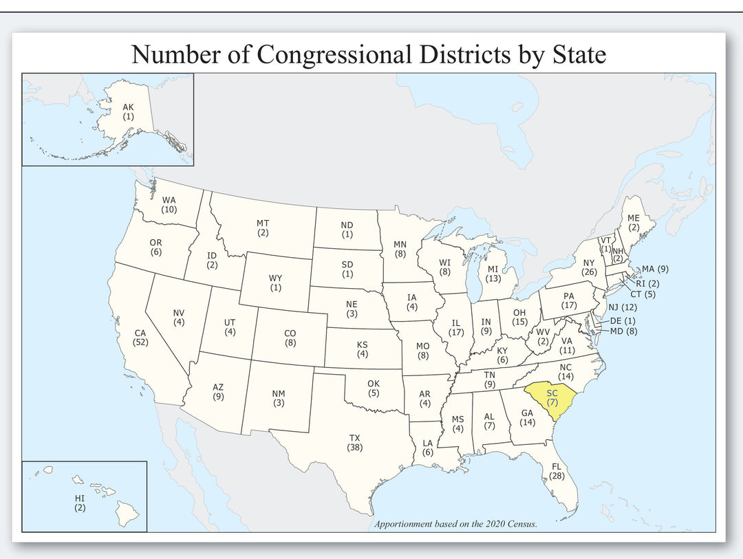 South Carolina Congressional District Wall Map