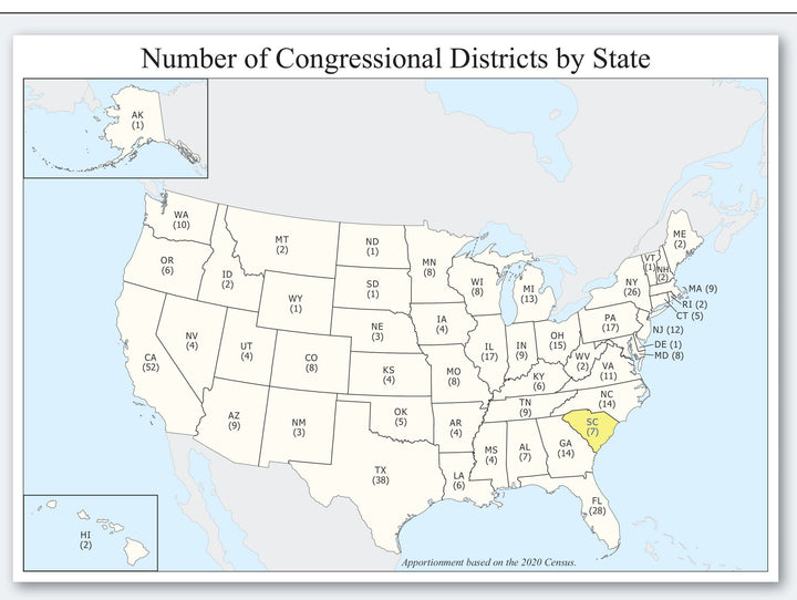 South Carolina Congressional District Wall Map