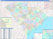 Color Cast Style Wall Map of South Carolina by Market Maps