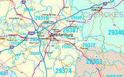 Color Cast Style Wall Map of South Carolina by Market Maps