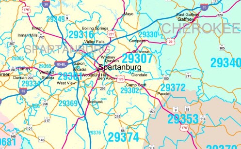 Color Cast Style Wall Map of South Carolina by Market Maps