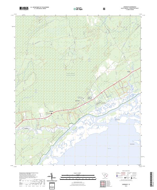US Topo 7.5-minute map for Awendaw SC