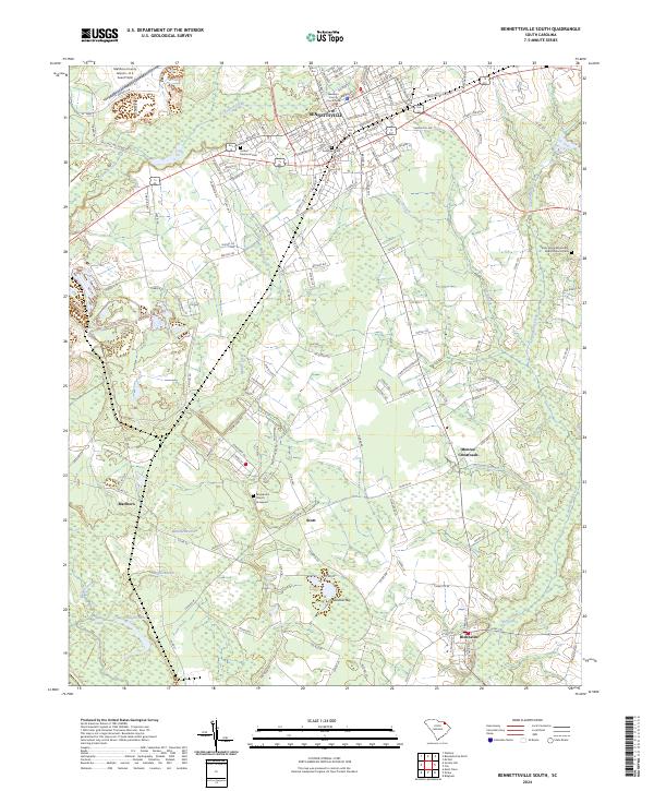 US Topo 7.5-minute map for Bennettsville South SC
