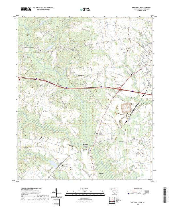 US Topo 7.5-minute map for Bishopville West SC