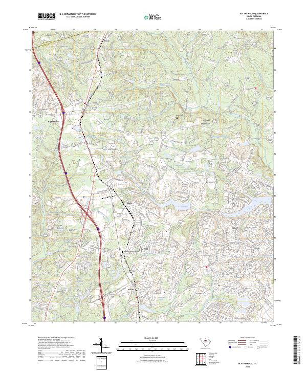 US Topo 7.5-minute map for Blythewood SC