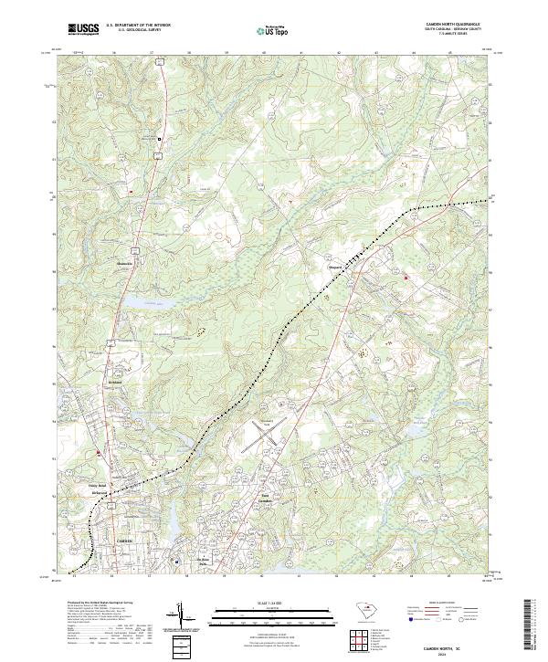 US Topo 7.5-minute map for Camden North SC