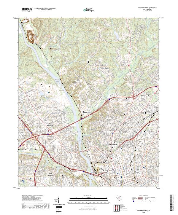 US Topo 7.5-minute map for Columbia North SC