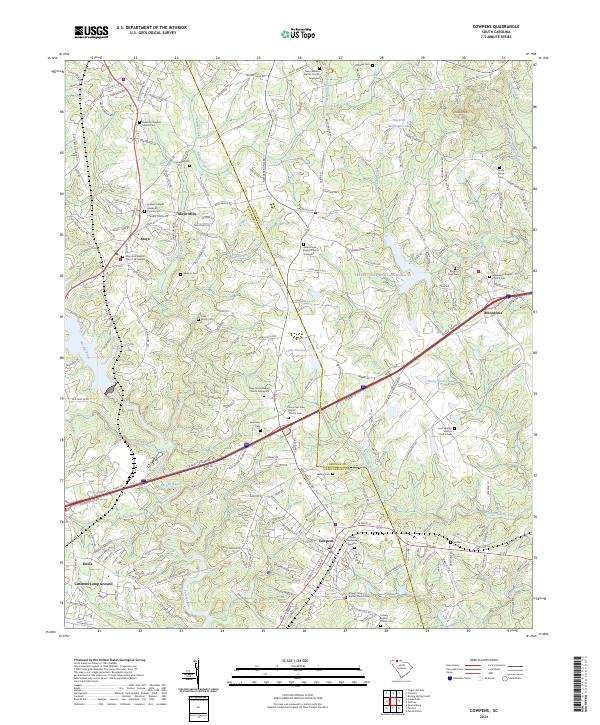 US Topo 7.5-minute map for Cowpens SC