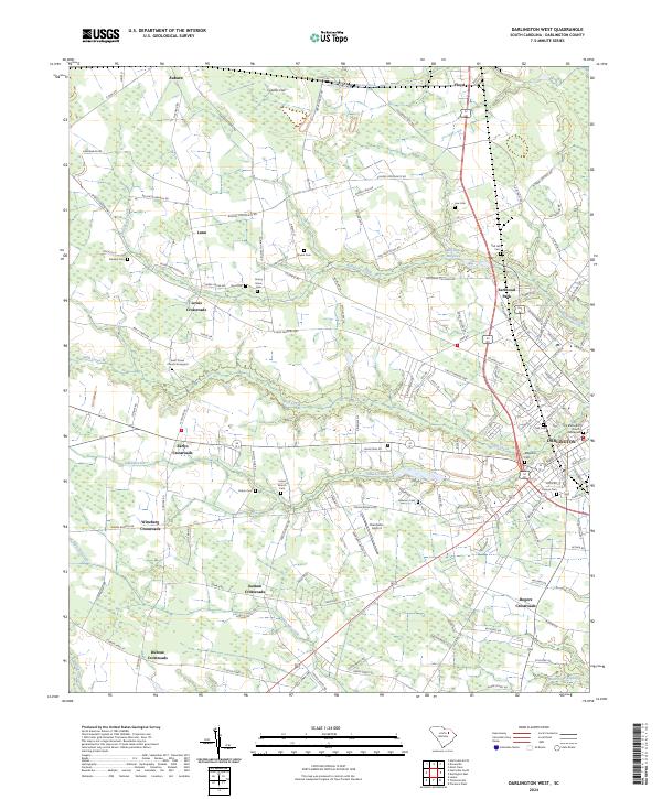 US Topo 7.5-minute map for Darlington West SC