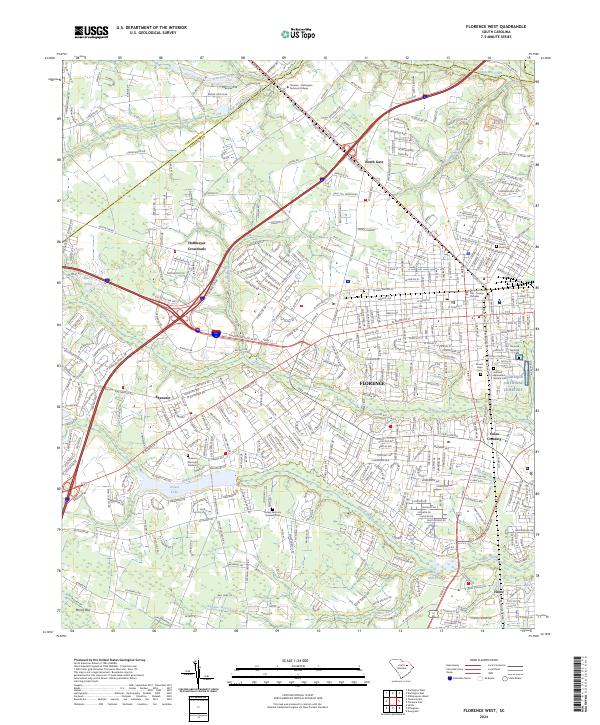 US Topo 7.5-minute map for Florence West SC