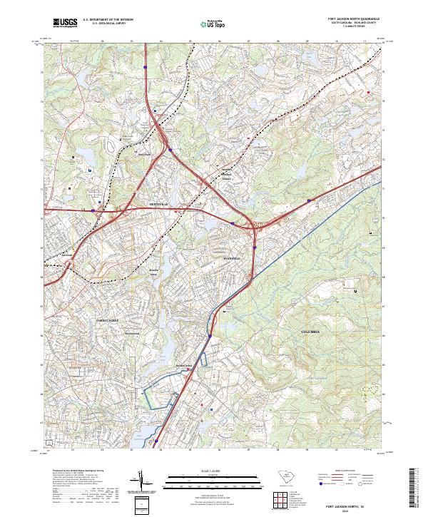 US Topo 7.5-minute map for Fort Jackson North SC