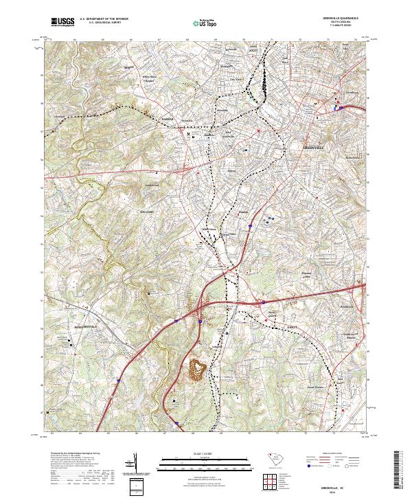 US Topo 7.5-minute map for Greenville SC