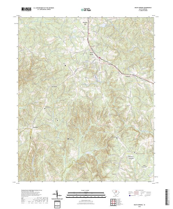 US Topo 7.5-minute map for Heath Springs SC