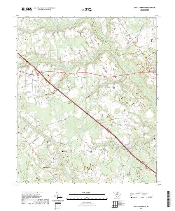 US Topo 7.5-minute map for Indian Camp Branch SC