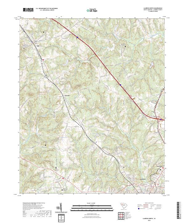 US Topo 7.5-minute map for Laurens North SC