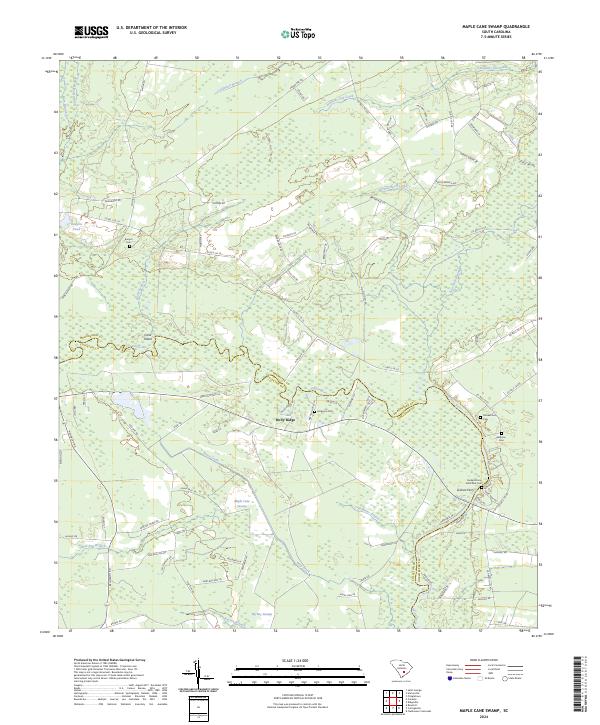 US Topo 7.5-minute map for Maple Cane Swamp SC