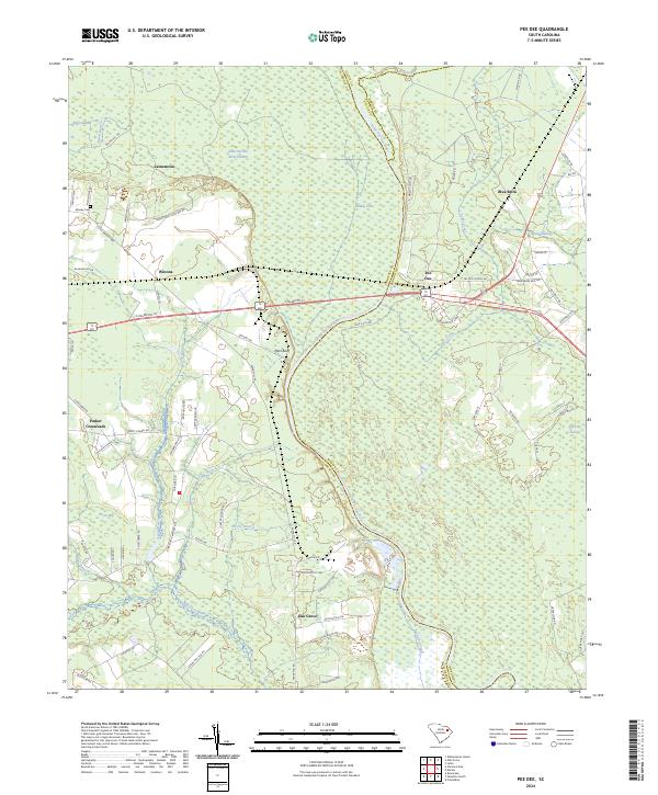 US Topo 7.5-minute map for Pee Dee SC