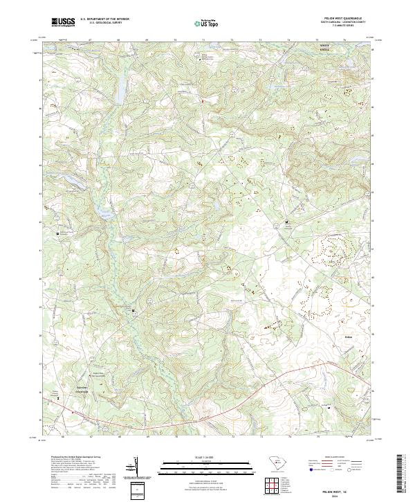 US Topo 7.5-minute map for Pelion West SC