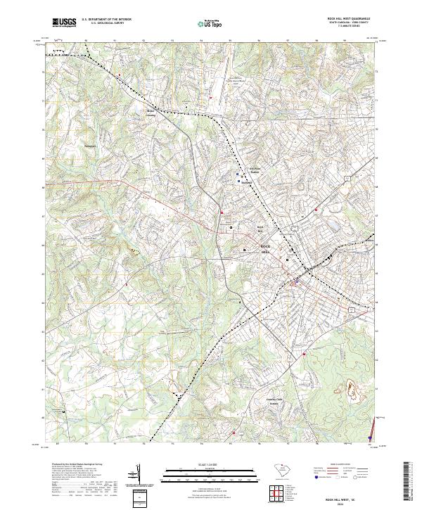 US Topo 7.5-minute map for Rock Hill West SC