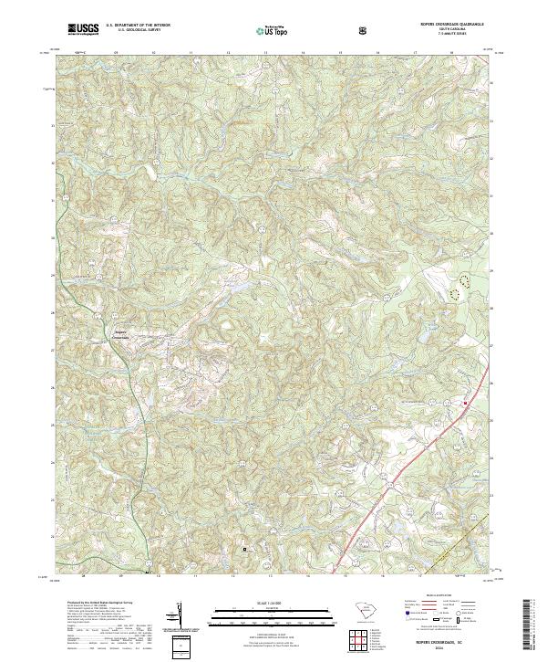 US Topo 7.5-minute map for Ropers Crossroads SC