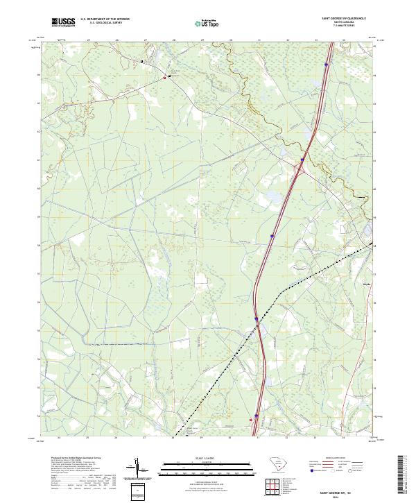 US Topo 7.5-minute map for Saint George SW SC