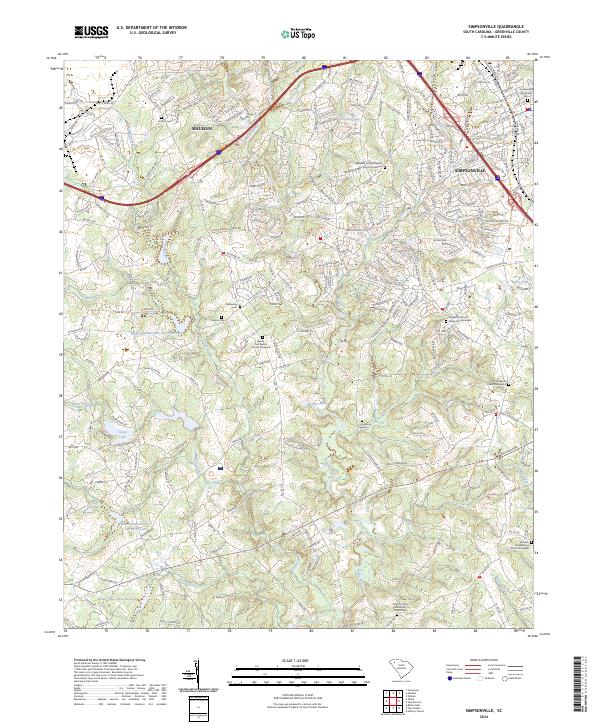 US Topo 7.5-minute map for Simpsonville SC