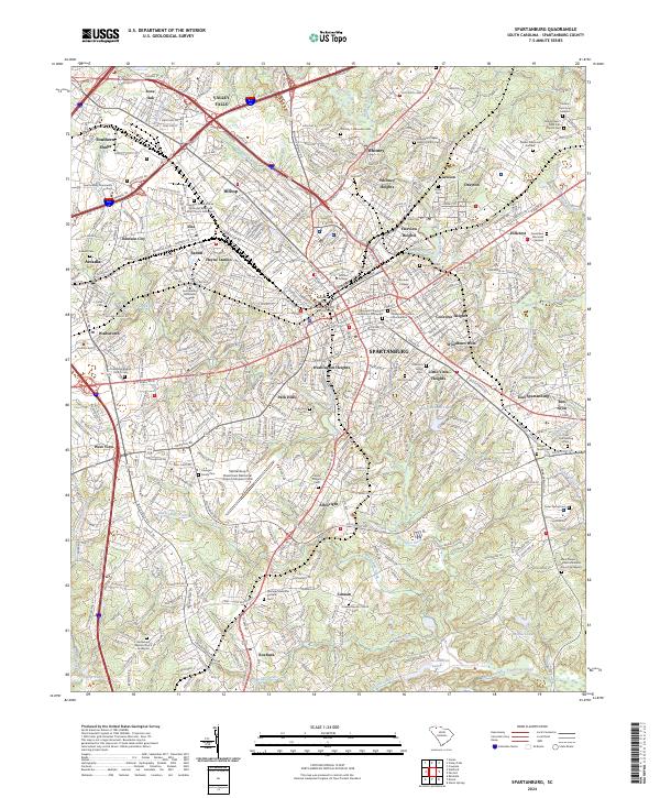 US Topo 7.5-minute map for Spartanburg SC