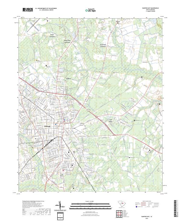 US Topo 7.5-minute map for Sumter East SC