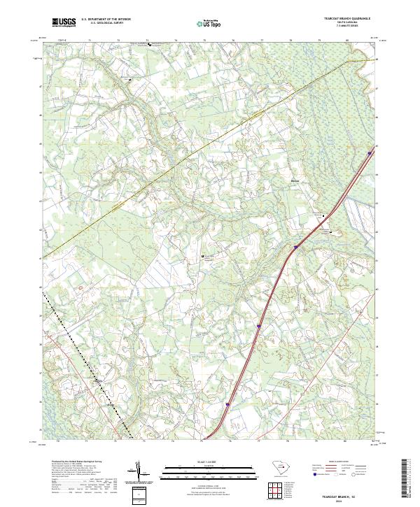 US Topo 7.5-minute map for Tearcoat Branch SC