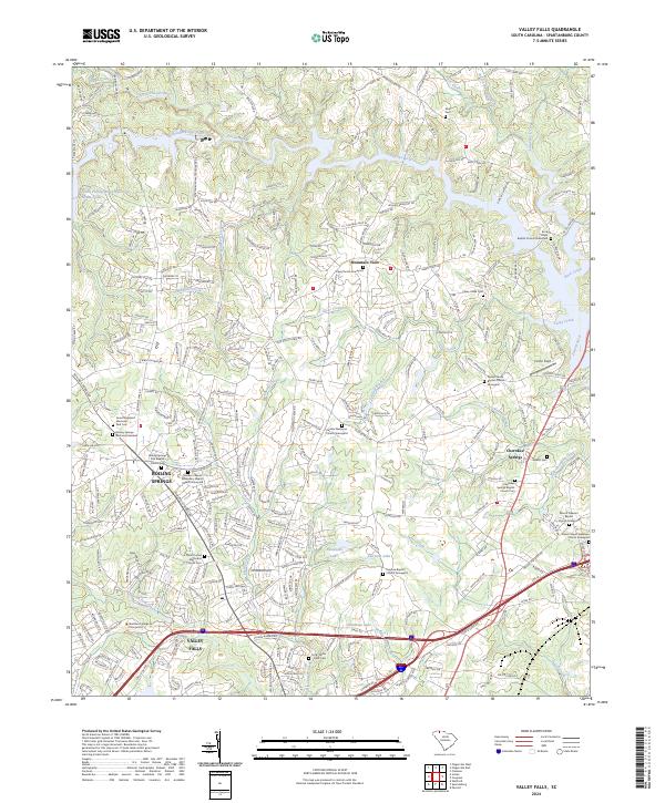 US Topo 7.5-minute map for Valley Falls SC