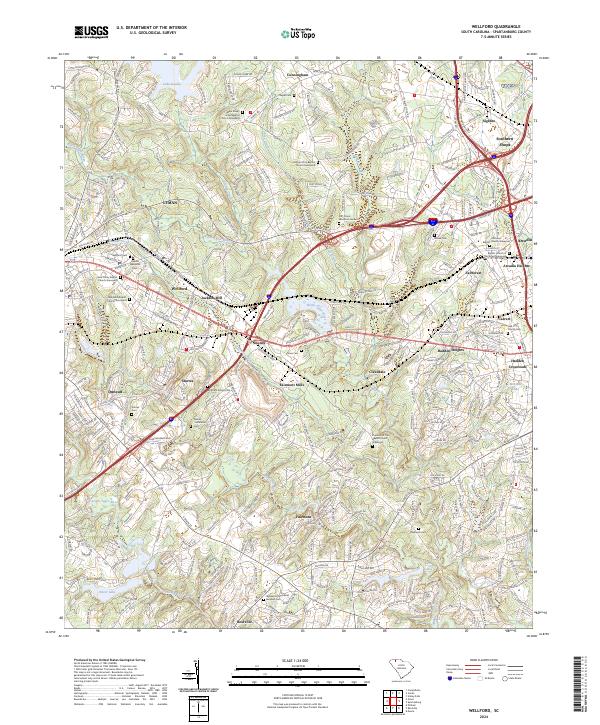US Topo 7.5-minute map for Wellford SC