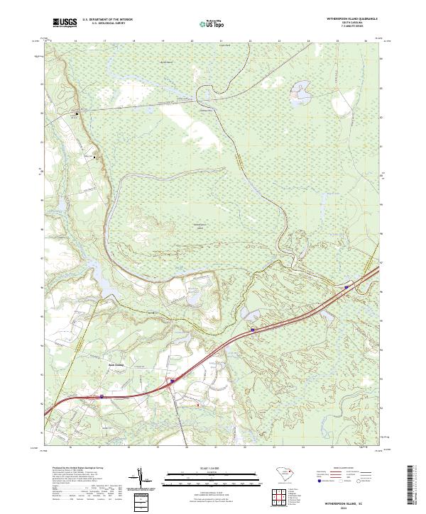 US Topo 7.5-minute map for Witherspoon Island SC