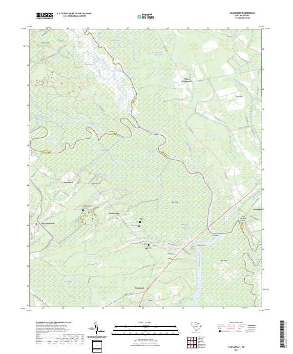 US Topo 7.5-minute map for Yauhannah SC