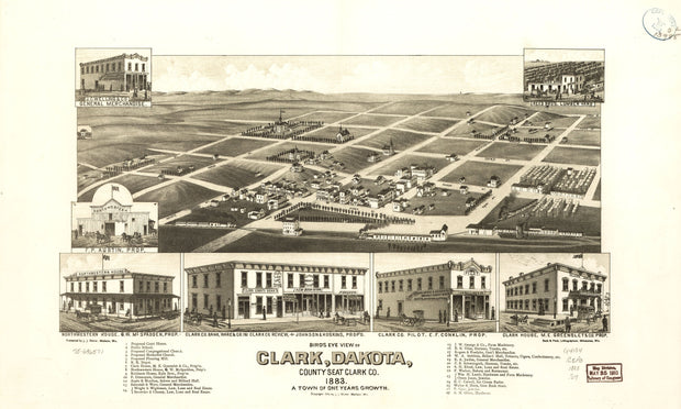 Bird's Eye View of Clark, SD. - 1883