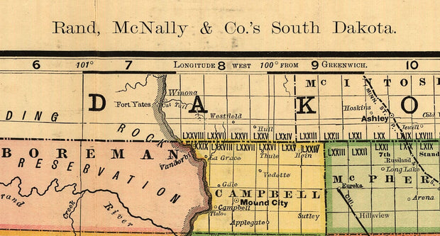 Map of South Dakota, 1892